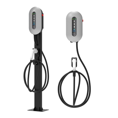 7KW/32A Zilveren muur- / kolom elektrisch voertuig oplaadstapel elektrisch voertuig oplader