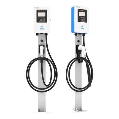 7KW 11KW 21KW Blauw-witte kolom / vloer-staande enkelgeschut elektrisch voertuig AC-oplaadstapel