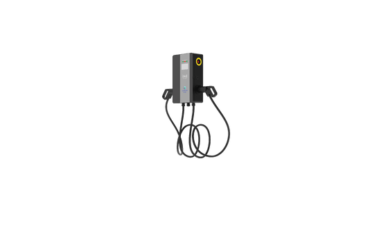 Goede prijs. 14kW AC-oplader voor wandmontage met twee pistolen | Kleurentouchscreen en multi-betaling, UV-bestendig, ideaal voor residentiële en commerciële parkeerplaatsen online