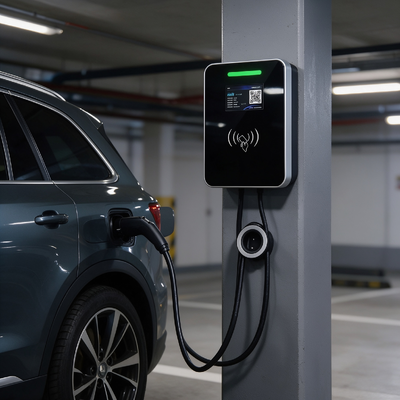 Goede prijs. Type 1 EV-lader met vierkante glazen wand- en kolombevestiging AC-laadstation 7,6 kW 32 A 85 V 265 V IP54 5,64 inch LCD-scherm voor thuis en licht commercieel laden Online