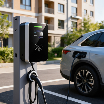 Goede prijs. Wandkolommontage Vierkante Glazen AC EV Oplader US Type1 11.5kW 48A 85V 265V IP54 5.64 Inch LCD Display Multi Scene Residentiële Licht Commerciële Laadstation Online