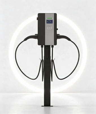 Goede prijs. 44kW Dual Gun AC EV Charger Type 2 Floor Standing Column 2x32A IP54 Bluetooth APP Fleet Depot Online