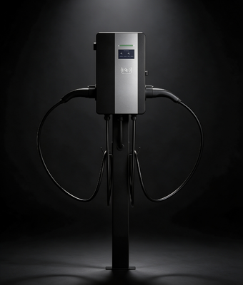 Goede prijs. Wandmontage CLF AC 22D AC EV Oplader type1 22KW Dubbel Pistool Structuur IP54 OCPP1.6J Ingebouwd 4.3 Inch Kleuren Touchscreen Max Uitgangsstroom Tot 32A Online
