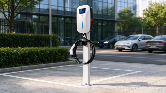 Goede prijs. 22kW Type 2 Vloerstaande AC EV-oplader Dual Gun 32A OCPP 1.6J RFID VIN QR IP54 Commerciële oplaadstapel Online
